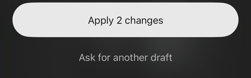 Buttons: Apply 2 changes, and Ask for another draft.