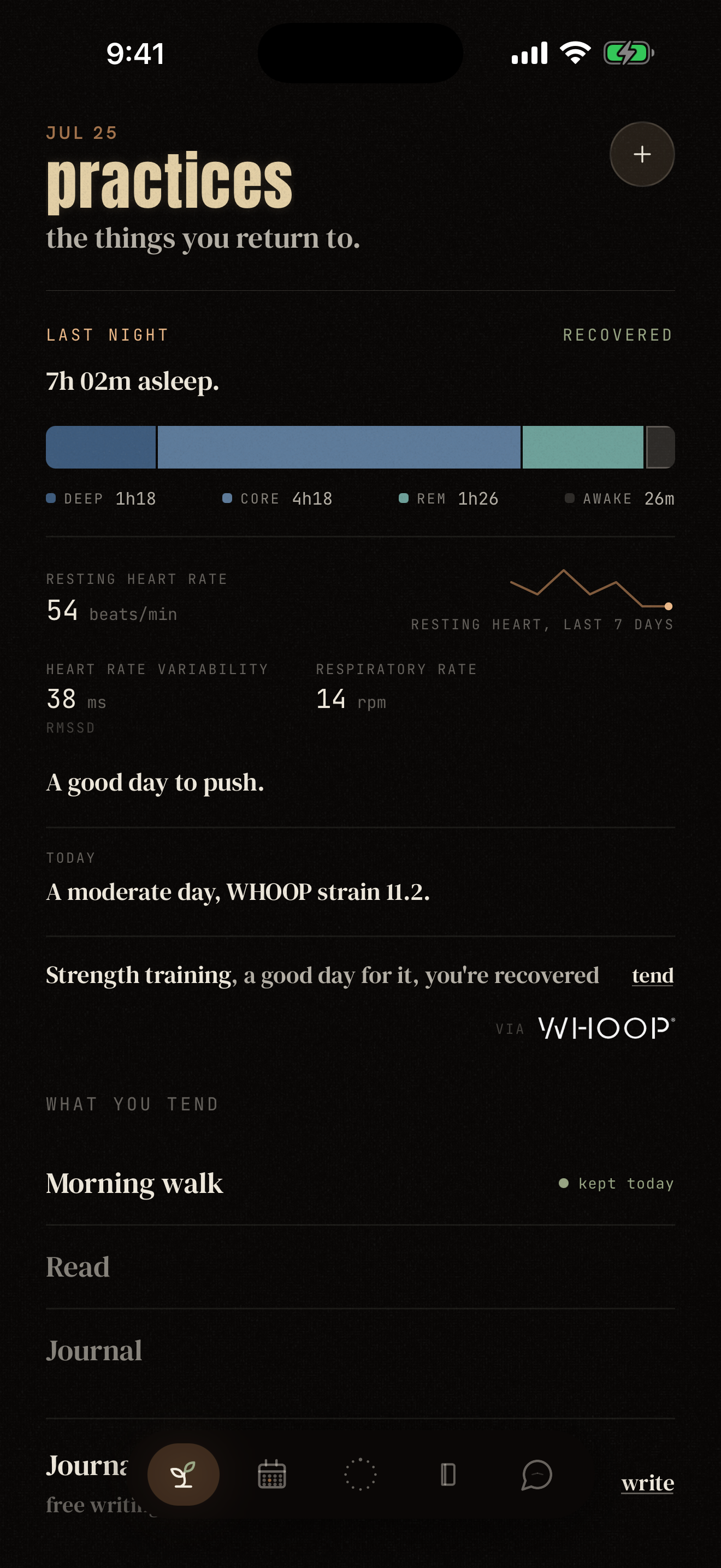Ordo reading last night's sleep and recovery